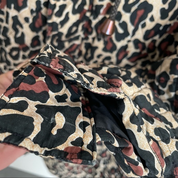 Euro Joy Zip Up Silk Blend Button Up Animal Print Jacket Collar Drawstring Med - Picture 11 of 14